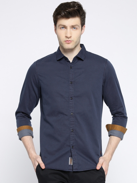 

Being Human Men Navy Blue Slim Fit Solid Casual Shirt