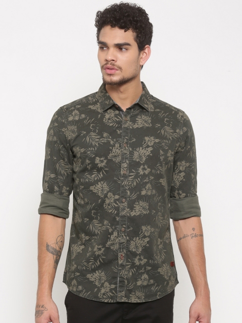 

Being Human Men Olive Green Slim Fit Printed Casual Shirt