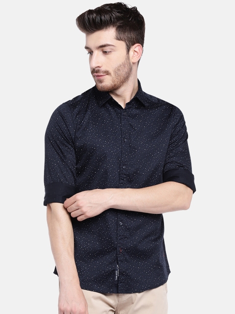 

Being Human Clothing Men Navy Slim Fit Printed Casual Shirt, Navy blue