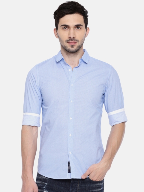 

Being Human Clothing Men Blue & White Slim Fit Printed Casual Shirt
