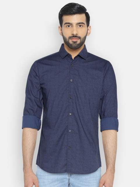

Being Human Clothing Men Navy Slim Fit Printed Casual Shirt, Navy blue