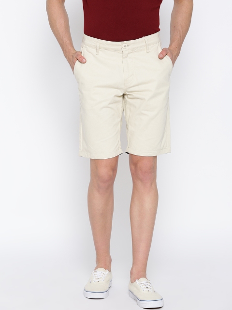 

Being Human Clothing Men Off-White Solid Regular Fit Chino Shorts