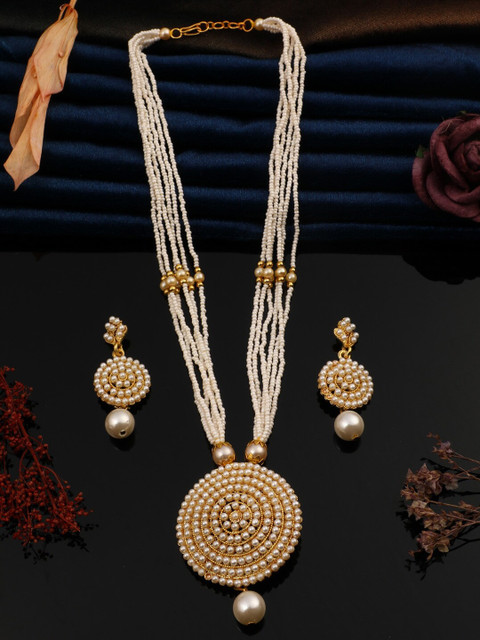 

Vita Bella Silver-Plated with White Pearls studded Jewellery Set