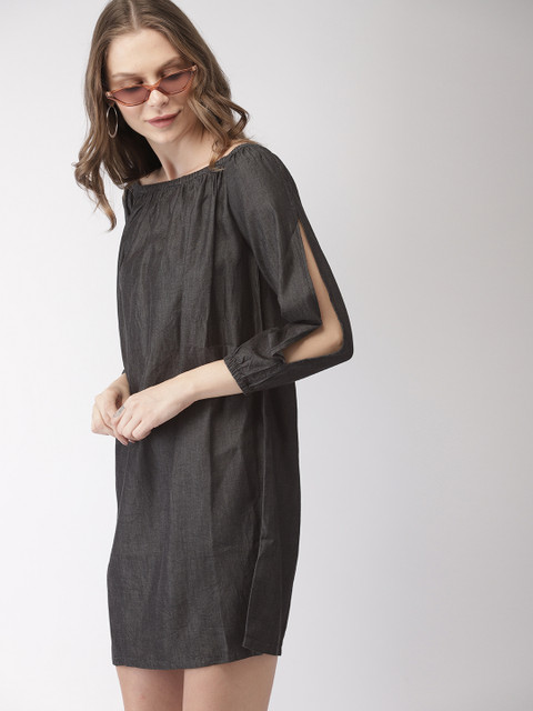 

Mast & Harbour Women Black Solid A-Line Dress