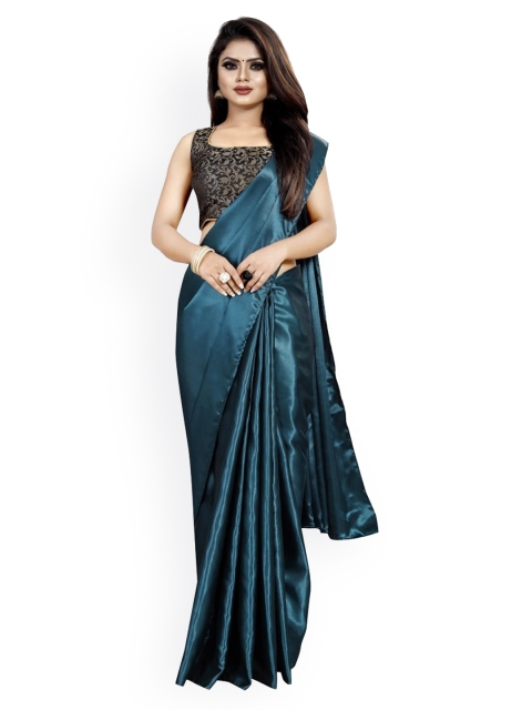 

CLOMITA Teal Satin Saree