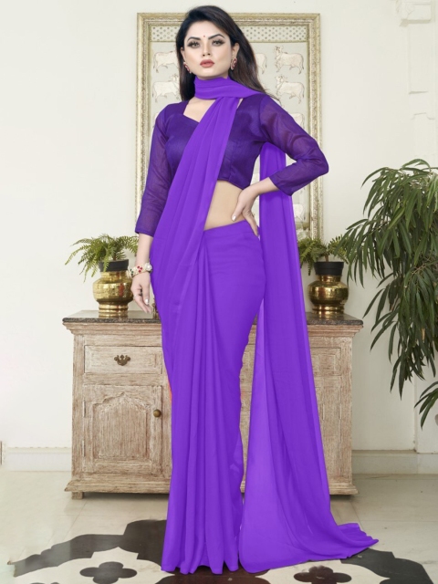 

CLOMITA Purple Pure Georgette Saree