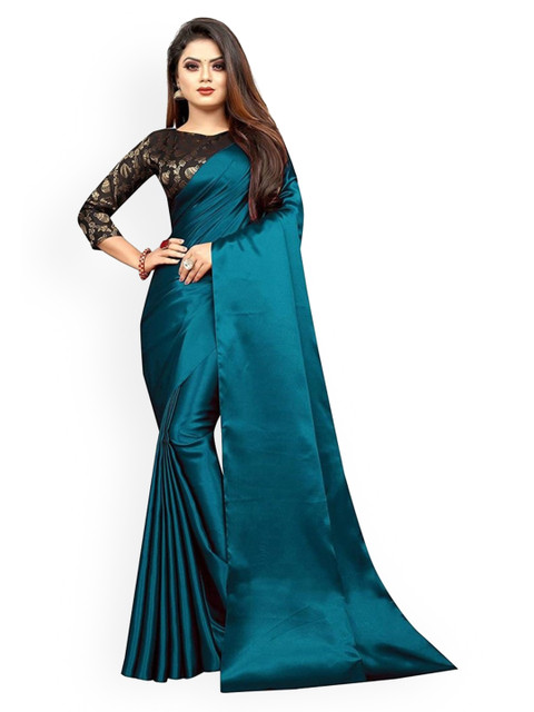 

CLOMITA Teal Satin Saree