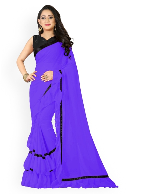 

CLOMITA Purple & Black Ruffles Saree