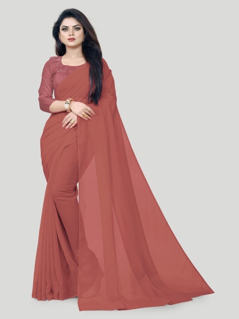 

CLOMITA Brown Georgette Saree