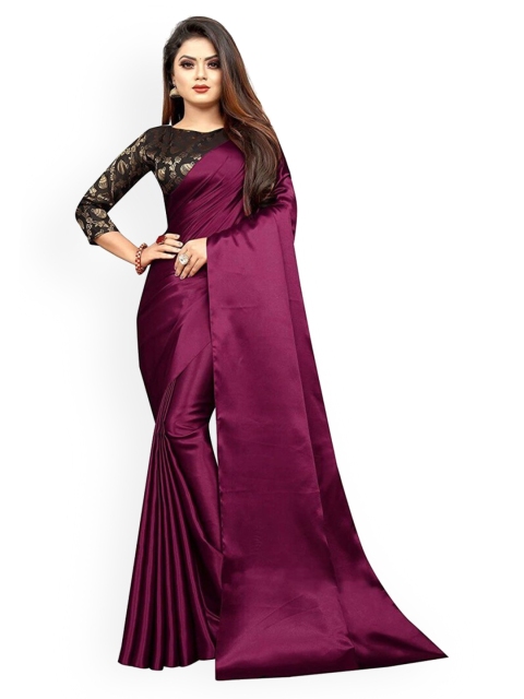 

CLOMITA Women Purple Satin Saree