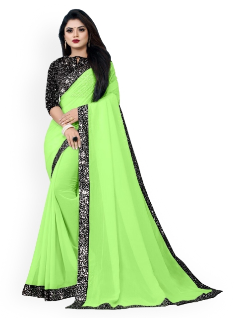 

CLOMITA Green & Black Sequinned Saree