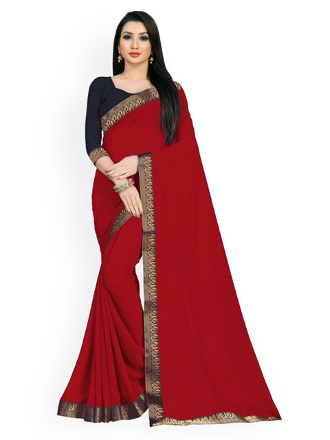 

CLOMITA Red & Navy Blue Pure Georgette Saree