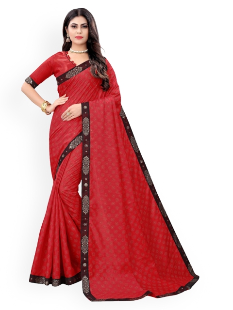 

CLOMITA Maroon & Black Ethnic Motifs Art Silk Saree