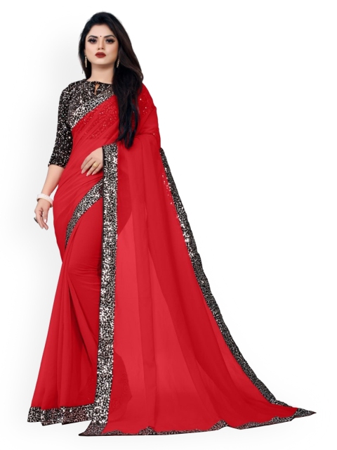 

CLOMITA Red & Black Sequined Saree