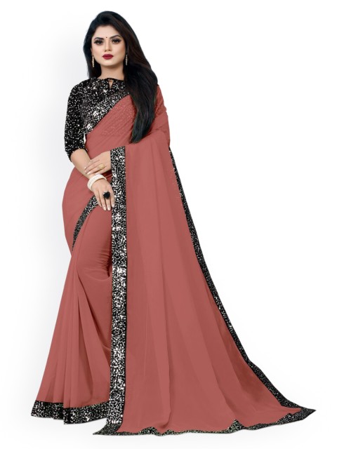 

CLOMITA Brown & Black Sequinned Saree