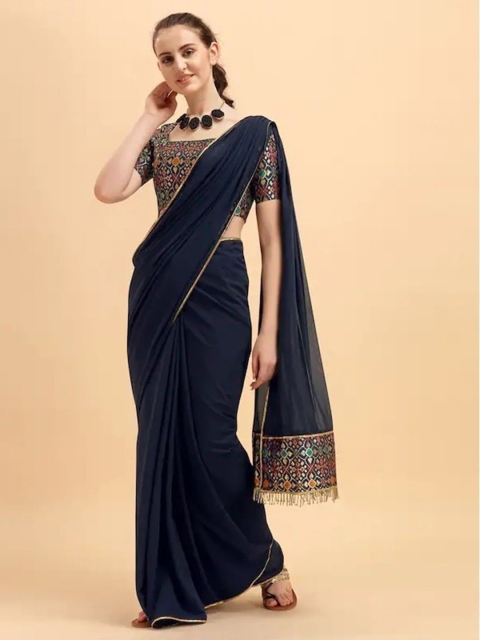 

CLOMITA Navy Blue Pure Georgette Saree