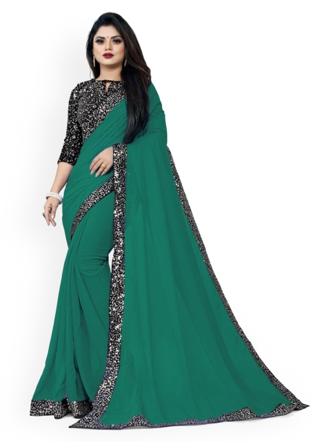 

CLOMITA Green & Black Sequinned Pure Georgette Saree