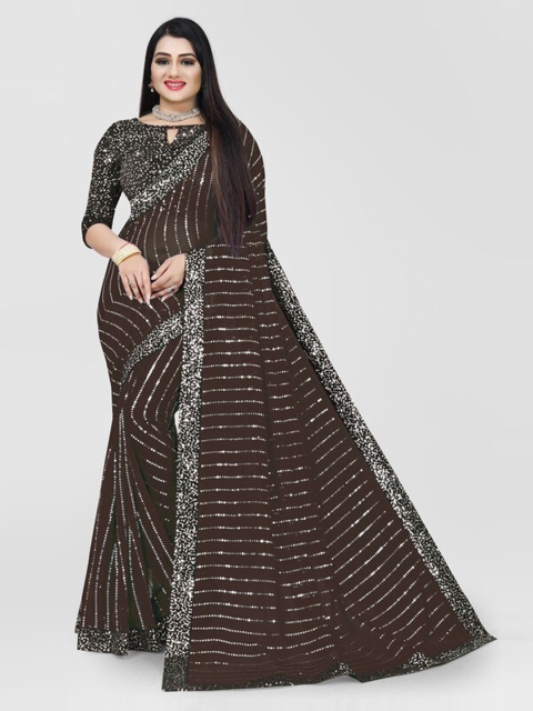 

Clomita Women Coffee Brown Embellished Georgette Saree