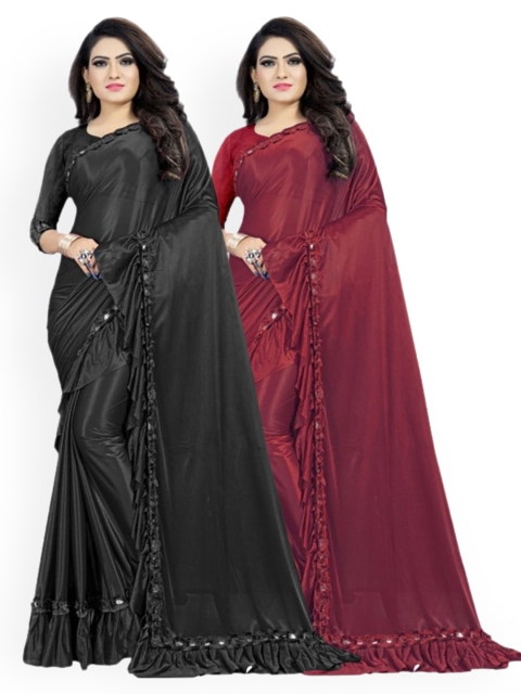

CLOMITA Maroon & Black Saree