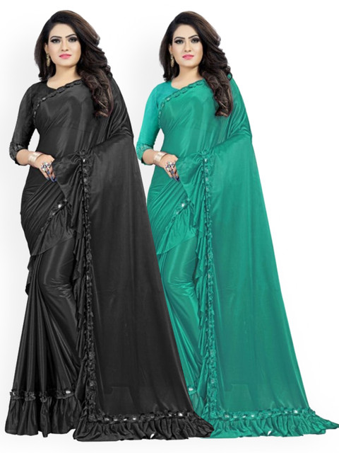

CLOMITA Green & Black Saree
