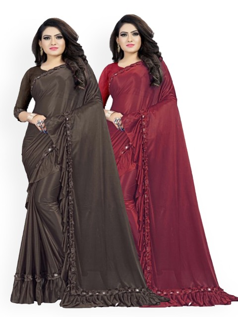

CLOMITA Maroon & Brown Saree