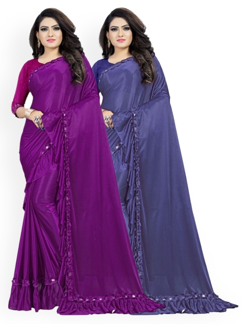 

CLOMITA Blue & Purple Saree