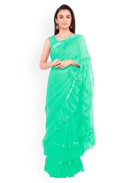 

CLOMITA Green Pure Georgette Saree