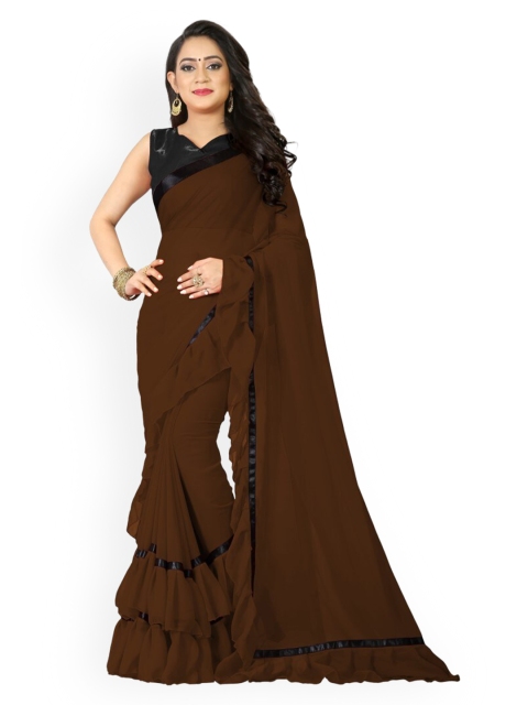 

CLOMITA Brown & Black Saree