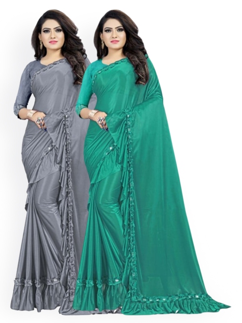 

CLOMITA Green & Grey Saree