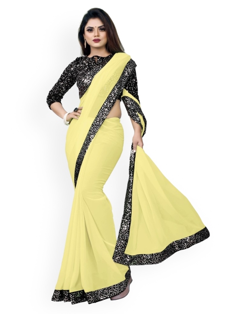 

CLOMITA Yellow & Black Saree