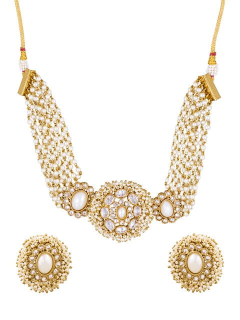 

Sia Art Jewellery White & Gold-Toned Embellished Jewellery Set