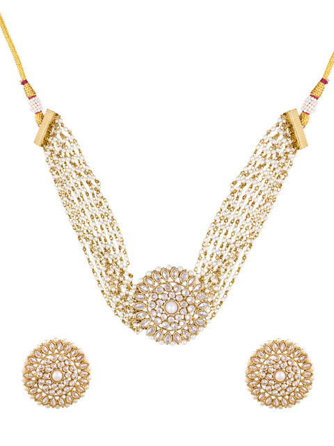 

Sia Art Jewellery White & Gold-Toned Embellished Jewellery Set