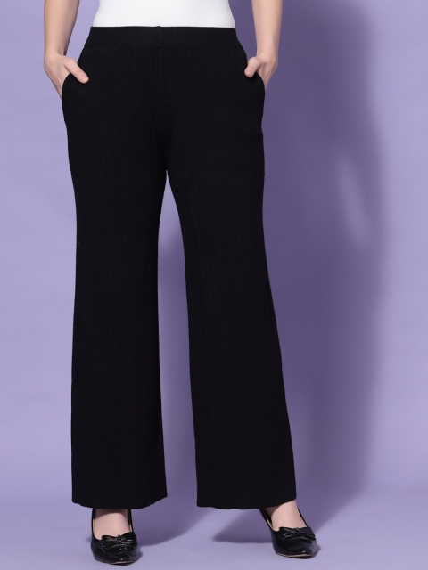 

Mafadeny Women Black Knitted Palazzos