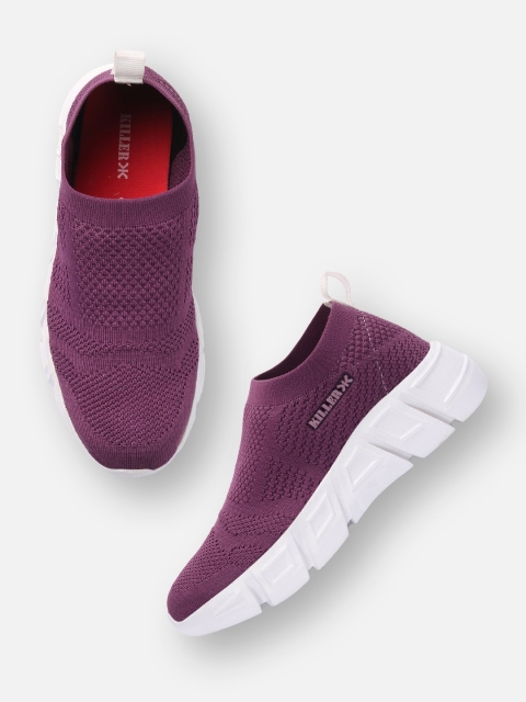 

Killer Women Woven Design High-Top Slip-On Sneakers, Purple