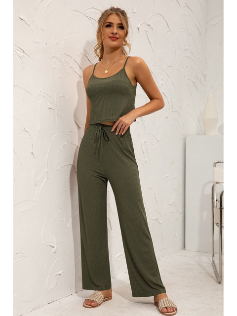 

La Aimee Women Olive Green Top with Trousers