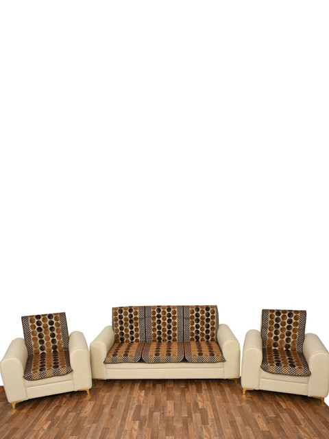 

MULTITEX Set Of 10 Brown Printed Sofa Covers