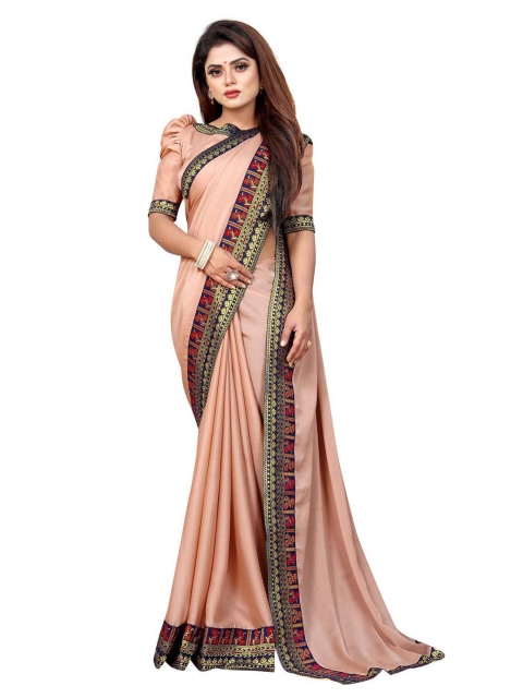 

Queenswear Creation Beige & Blue Embroidered Pure Silk Saree