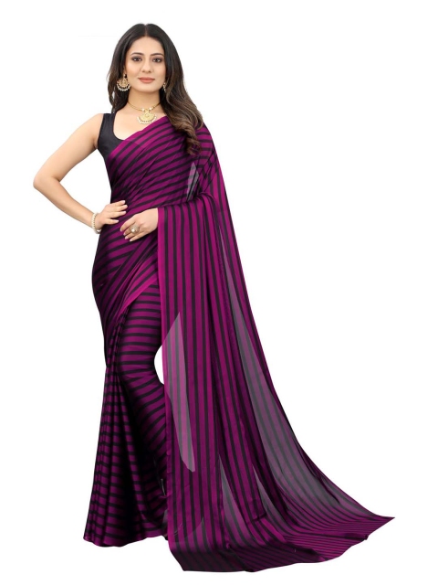 

Queenswear Creation Purple & Black Striped Leheriya Saree