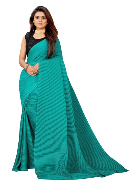 

Queenswear Creation Turquoise Blue & Black Ready to Wear Saree
