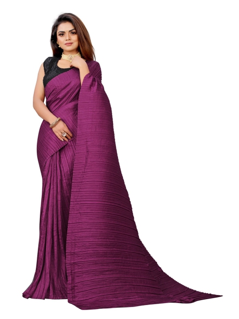 

Queenswear Creation Purple Crushed Saree