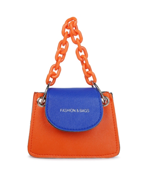 

London Rag Orange Colourblocked PU Structured Handheld Bag