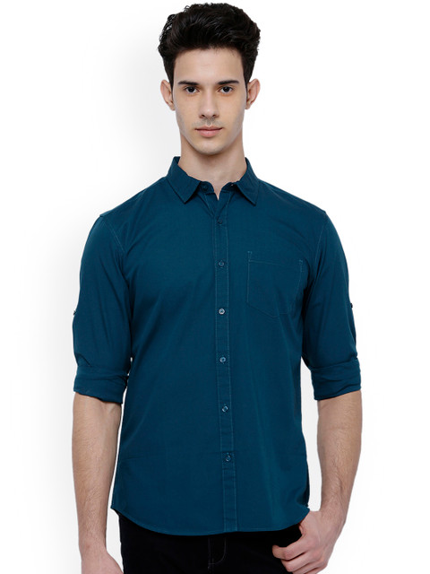

HIGHLANDER Men Blue Slim Fit Solid Casual Shirt