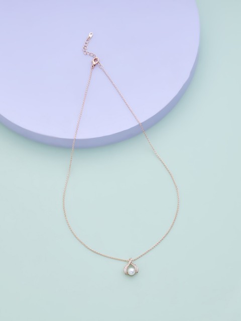 

Kushal's Fashion Jewellery Women Gold-Toned & White Copper Rose Gold-Plated Necklace