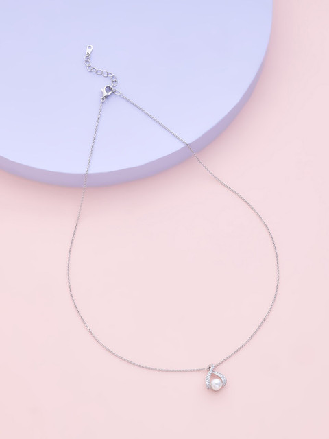 

Kushal's Fashion Jewellery Women Silver-Toned & White Copper Rhodium-Plated Necklace