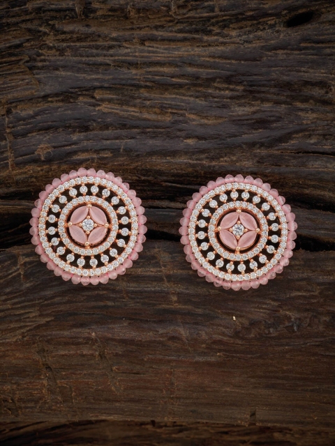 

Kushal's Fashion Jewellery Pink & White Rose Gold-Plated Circular Studs Earrings