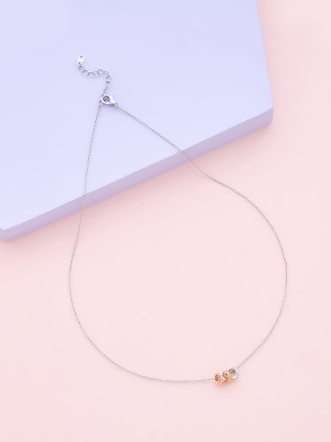 

Kushal's Fashion Jewellery Women Silver-Toned & Gold-Toned Copper Rhodium-Plated Necklace