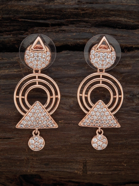 

Kushal's Fashion Jewellery White & Rose Gold Plated Contemporary Drop Earrings