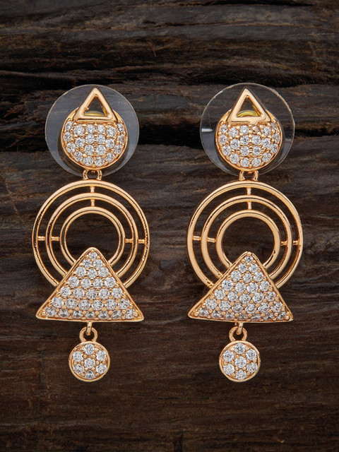 

Kushal's Fashion Jewellery White & Gold-Plated Contemporary Drop Earrings