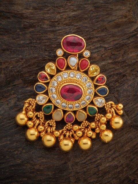 

Kushal's Fashion Jewellery Gold-Toned Stone Studded 92.5 Silver Beaded Pendant