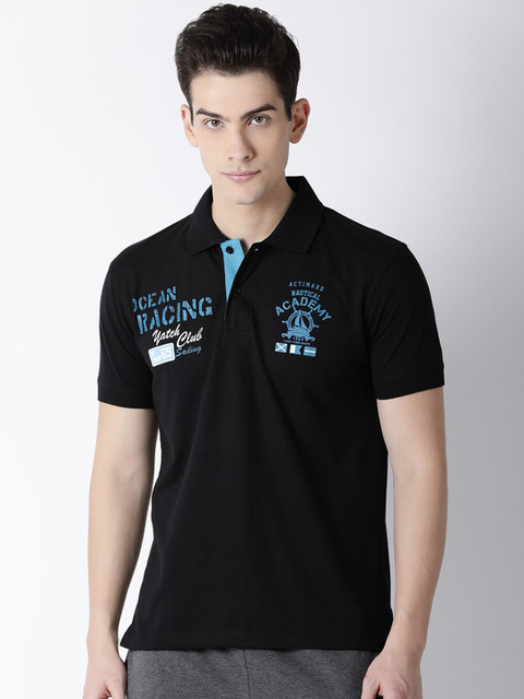 

ACTIMAXX Men Black Polo Collar T-shirt